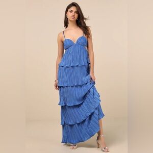 Lulu's Blue Tiered Maxi Dress